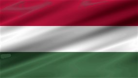 Texture background with a waving flag of Hungary. Flag video for design and advertising. 3D-Illustration. 3D-rendering