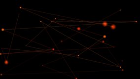 Abstract digital red-orange particle dots-lines wave and light.  Concept video of mathematical considerations, advanced medical analysis and virtual space analysis.