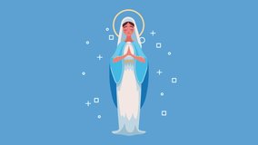 mary virgin with blue suit animation ,4k video animated