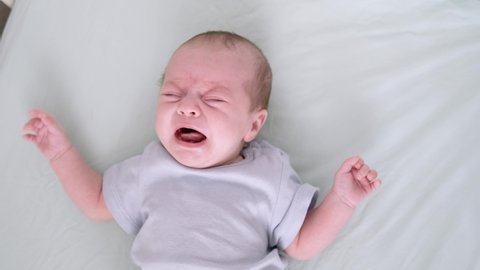 Dissatisfied Crying Upset Sad Newborn Baby Stock Footage Video (100% ...