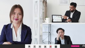 Video interview. Group web chat. Business telework. Professional distant communication. Screenshot of diverse team working online at digital office.