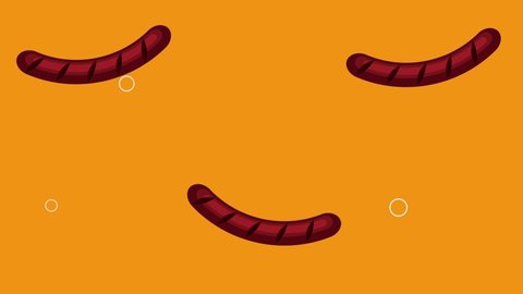 sausages frieds food pattern animation , 4k video animated