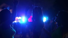 4K Group of Asian woman celebrating and dancing together at tropical island beach full moon party at night. Happy girl friends enjoy outdoor lifestyle beach holiday summer travel vacation in Thailand - Powered by Shutterstock - Get 15% off with code: PIKWIZARD15