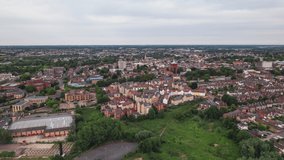 Establishing Aerial View Shot of Colchester UK, Essex, England United Kingdom day, overcast