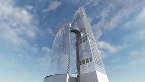 Luxury skyscrapers 3D animation of modern corporate buildings and skyscrapers. HD video clip.