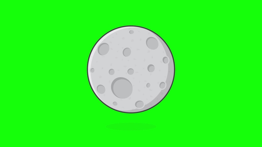 Moon On Green Screen Background. 3D Full Moon Animation