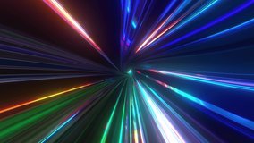 Abstract tunnel of a multicolor spectrum background. Bright rays of neon light and colorful glowing lines moving speed through the dark. 3d render - Powered by Shutterstock - Get 15% off with code: PIKWIZARD15