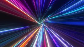 Abstract tunnel of a multicolor spectrum background. Bright rays of neon light and colorful glowing lines moving speed through the dark. 3d render - Powered by Shutterstock - Get 15% off with code: PIKWIZARD15