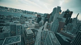 Digital City Downtown Landscape FPV Fly Through Intense Highway Traffic Financial District Green Energy Overpopulation Autonomous Vehicles Ai Concept - Powered by Shutterstock - Get 15% off with code: PIKWIZARD15