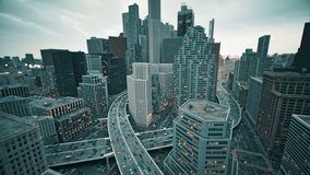 Digital City Downtown Landscape FPV Fly Through Intense Highway Traffic Financial District Green Energy Overpopulation Autonomous Vehicles Ai Concept - Powered by Shutterstock - Get 15% off with code: PIKWIZARD15