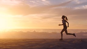 Fit, active and sporty female running, jogging and exercising on the beach during sunset in summer. One energetic, determined and athletic woman training, doing cardio and sprinting on the seashore - Powered by Shutterstock - Get 15% off with code: PIKWIZARD15