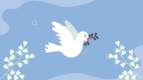 peace dove with branches animation ,4k video animated - Powered by Shutterstock - Get 15% off with code: PIKWIZARD15