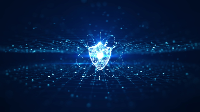 Cybersecurity concept. Shield With Keyhole icon on digital data background. with cloud and padlock icon Demonstrates cybersecurity or data privacy concepts. 3D Render. - Powered by Shutterstock - Get 15% off with code: PIKWIZARD15