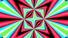 Looping pattern. Abstract background Equalizer DJ disco neon led lighting. Kaleidoscope, mandala. 3d render music broadcast TV flashing, night club, music video vj pattern. Moving fractal. 4k footage