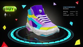 NFT Sneaker For Sale In The Marketplace. Move To Earn Game. Lot With Price And Specification Interface - Powered by Shutterstock - Get 15% off with code: PIKWIZARD15