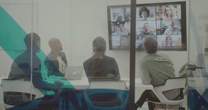 Business People in Office on Video call with Colleagues Working from home