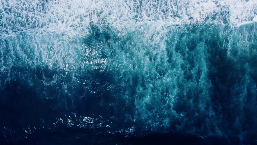 Amazing Top-down aerial view of the powerful deep blue ocean waves during the monsoon season amazing video Tropical Sea Andaman Sea : 4K Video High quality Apple ProRes HQ Royalty-Free Stock Footage #1092713723