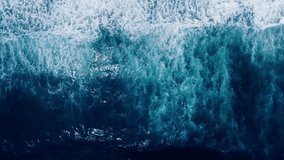 Amazing Top-down aerial view of the powerful deep blue ocean waves during the monsoon season amazing video Tropical Sea Andaman Sea : 4K Video High quality Apple ProRes HQ