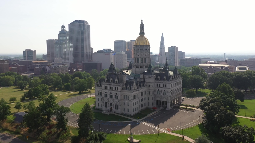 Capitol in Hartford Connecticut in 4K Aerial
