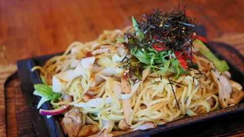 Close up shot of Japanese style fried noodle at Denver, Colorado