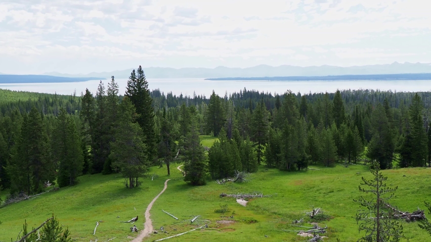 Beautiful landscape along the Yellowstone Lake Overlook Trail at Wyoming