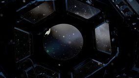 Soccer Ball in Space seen from the Window of a Spaceship. Elements of this Video furnished by NASA. 4K Resolution.