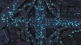 Autonmous Vehicles AI Driving on Highway Overpass Digital Signals Spreading Through High Tech City 5g Network Artificial Intelligence Surveilance Concept - Powered by Shutterstock - Get 15% off with code: PIKWIZARD15