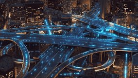 Digital Signals of Artificial Intelligence Autonomous Vehicles Spraeding via Information Highway in a Digital High Tech City Urban Area Downtown 5g Network AI Concept - Powered by Shutterstock - Get 15% off with code: PIKWIZARD15