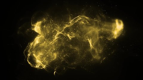Gold dust particles fly in slow motion in the air lingering slowly. Dust Particles Background Bokeh Lights Background on Black Background 4k Footage Snow Particles Background. Video Stok