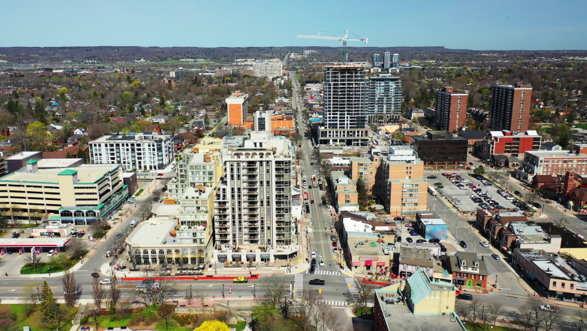 Aerial of Burlington, Ontario, Canada on a beautiful day 4K