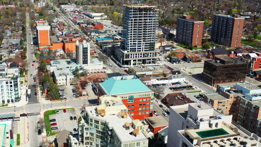 Aerial view of Burlington, Ontario, Canada on a fine morning 4K