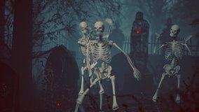 Skeletons Dance Hip Hop among the Tombstones Cinematic 3D Animation Halloween 4K - Powered by Shutterstock - Get 15% off with code: PIKWIZARD15