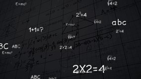 Animation of math formulas and numbers on black background. Science, math, data processing and technology concept digitally generated video. - Powered by Shutterstock - Get 15% off with code: PIKWIZARD15