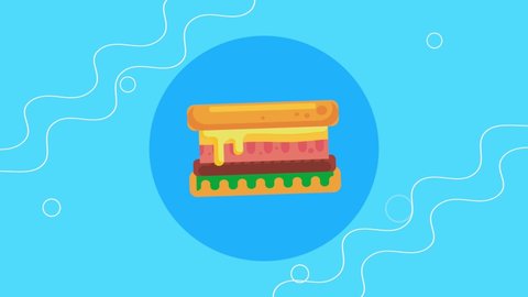 fast food delicious sandwich animation ,4k video animated