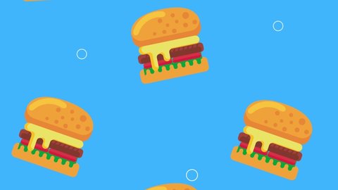 fast food hamburgers pattern animation ,4k video animated
