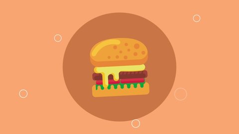 fast food hamburger delicious animation,4k video animated