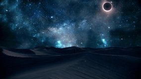 Total Solar Eclipse in a Desert Night - Loop Landscape Motion Background - Powered by Shutterstock - Get 15% off with code: PIKWIZARD15