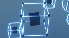 Rotating blue neon cell cube with black cube inside - Powered by Shutterstock - Get 15% off with code: PIKWIZARD15