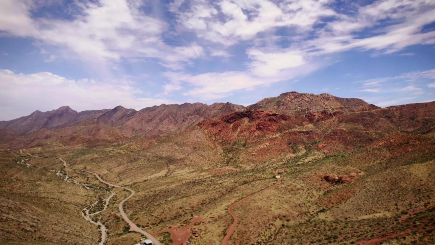 Descending over the valley of Franklin Mountain State Park in El Paso, Texas