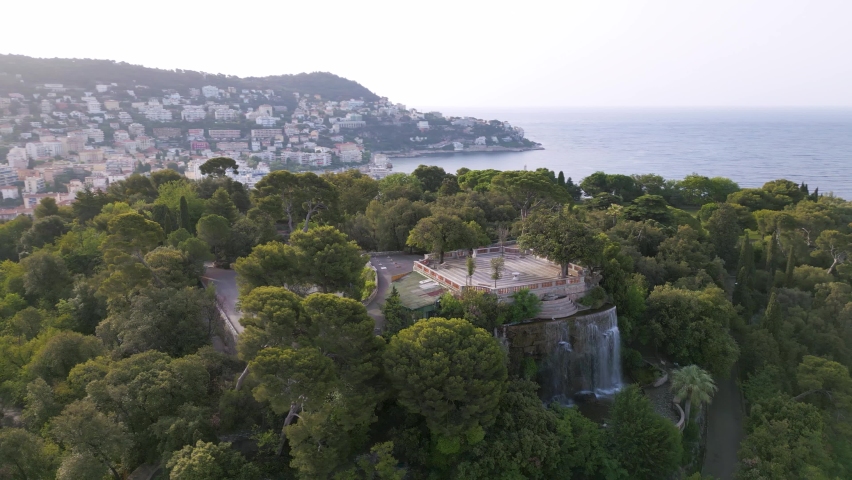 Aerial view of Castle Hill in Nice, Cote d'Azur, France