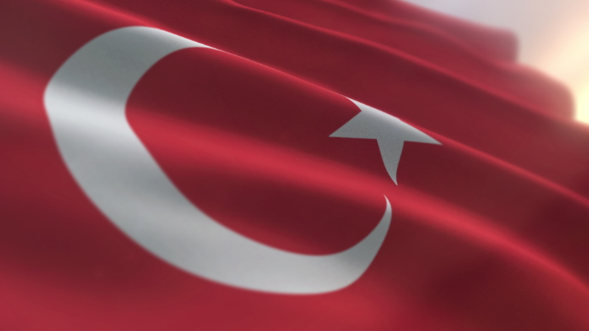 Red Turkish Country Flag With White Star And Crescent Symbol. Turkish National Country Flag Design. Presidential Standard Government Symbol. Turkish Republic Country Symbol. Culture. History Royalty-Free Stock Footage #1092821349