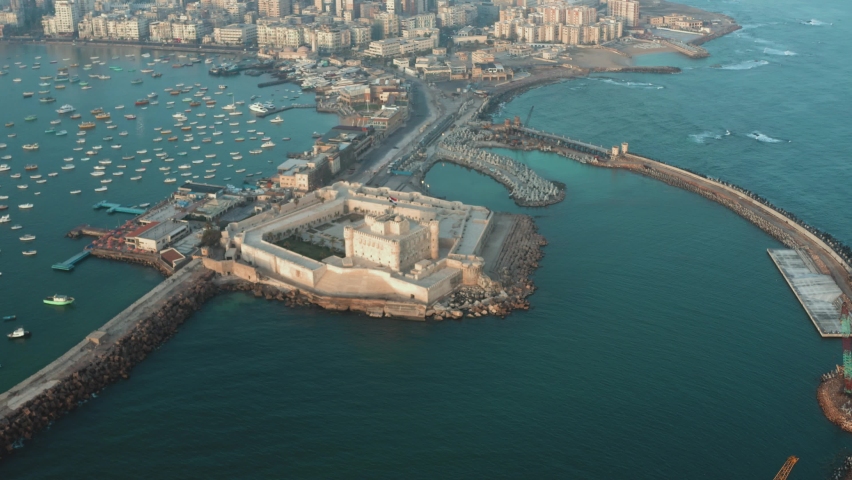 Drone footage of Qaitbay Citadel,Bey Citadel in Alexandria