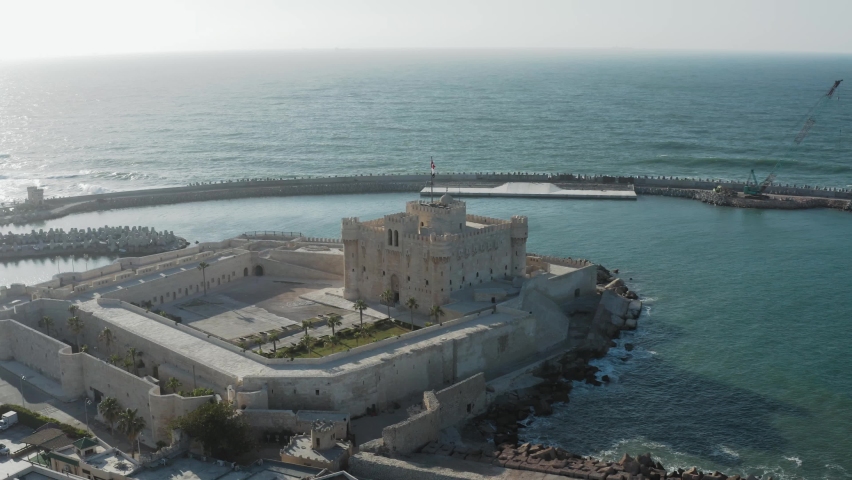 Drone footage of Qaitbay Citadel,Bey Citadel in Alexandria