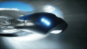 Futuristic sci fi tunnel. futuristic flying train. Realistic 4k animation. 3D Illustration - Powered by Shutterstock - Get 15% off with code: PIKWIZARD15