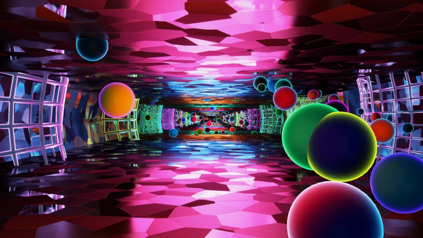 Endless Neon Tunnel VJ Loop. 3D Illustration Royalty-Free Stock Footage #1092849659