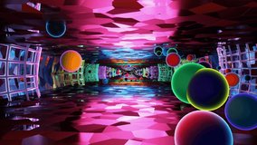 Endless Neon Tunnel VJ Loop. 3D Illustration