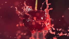 Cherries in juice splash dark red background in slow motion - Powered by Shutterstock - Get 15% off with code: PIKWIZARD15