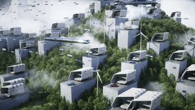Futuristic city. flying car traffic. Robots and people in megapolice. Future concept. Dynamic trees. Realistic 4k animation. - Powered by Shutterstock - Get 15% off with code: PIKWIZARD15