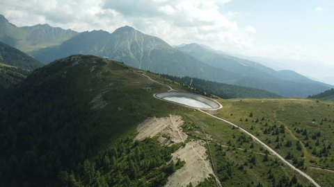 Aerials Green Italian mountain tops in Summer