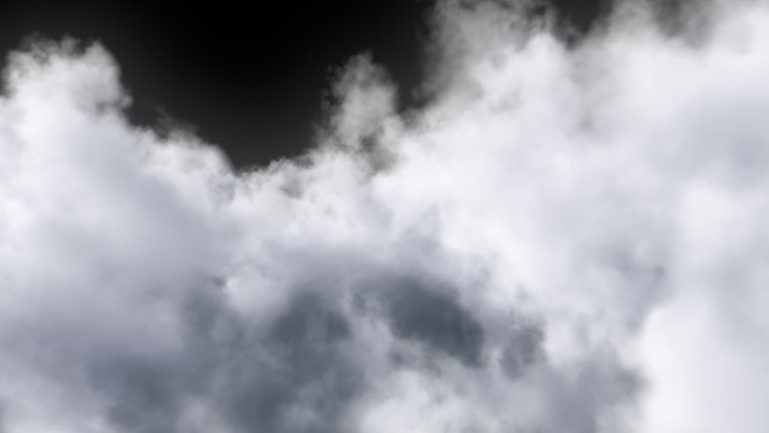 Flying Through the Clouds isolated on black with Alpha Channel. Seamless loop, 25 FPS. Royalty-Free Stock Footage #1092868781